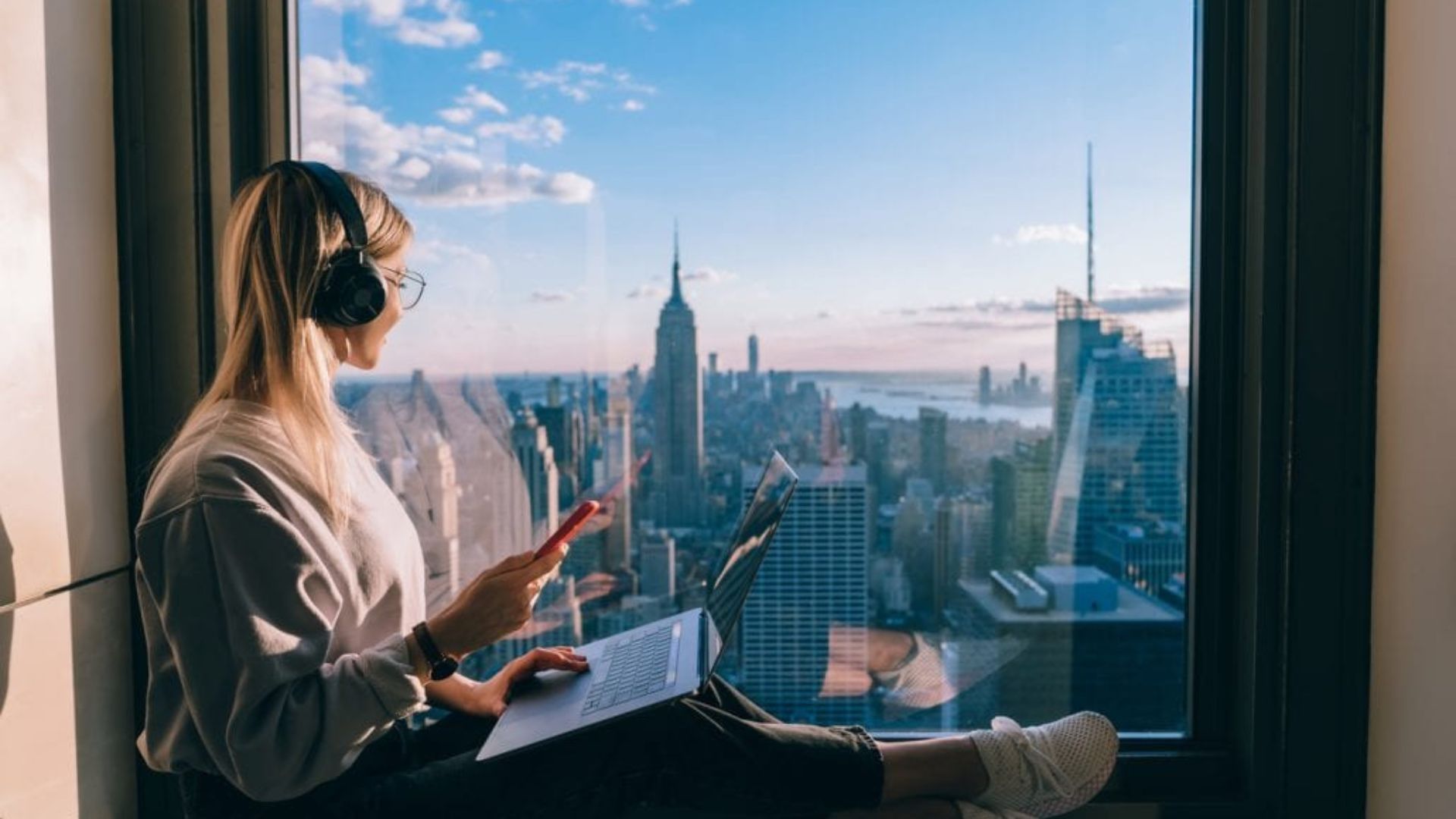 A Woman Listening to a Travel Podcast
